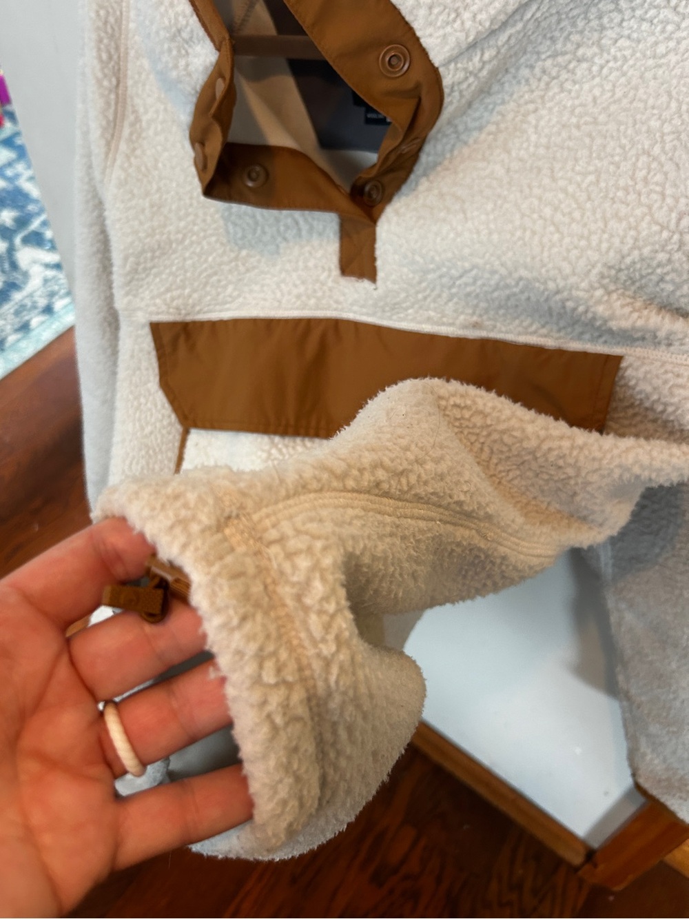 Carhartt Women XL Sherpa Fleece Pullover Cream Brown 104922 Relaxed Fit - Picture 5 of 12